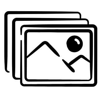 A stack of three overlapping photo or image icons showing a simple mountain landscape with a sun icon.