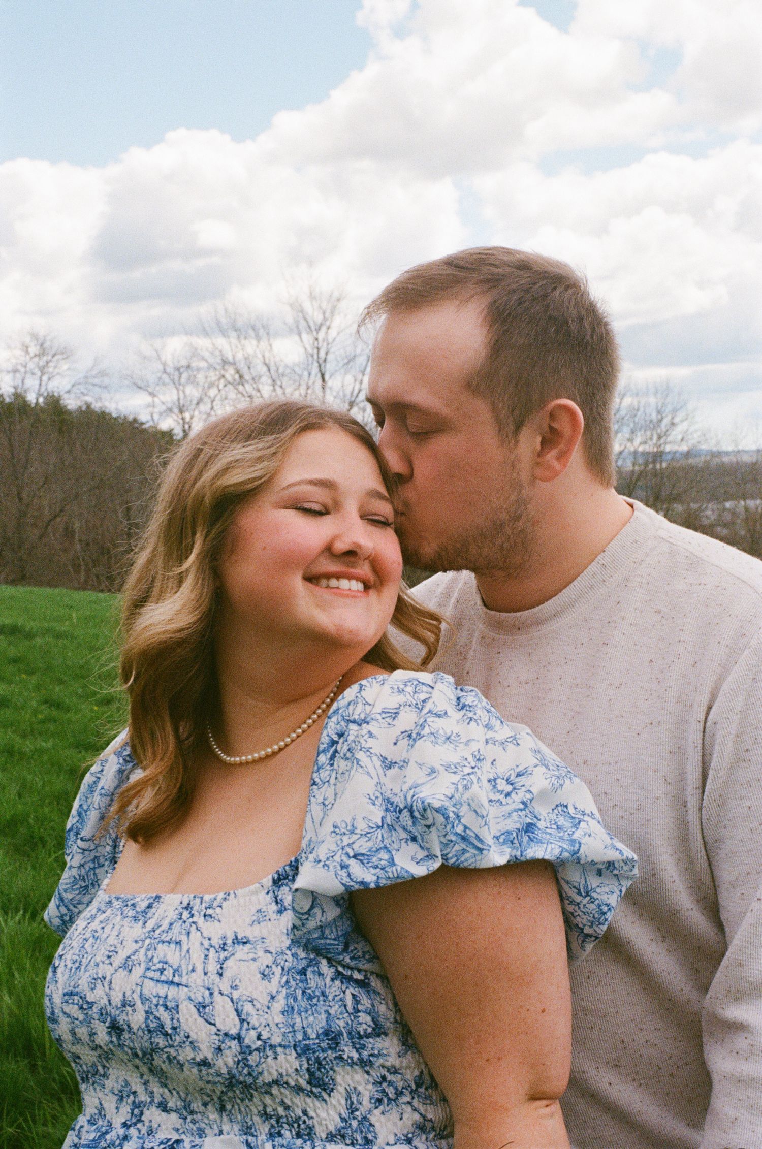 Couple in field, taken on 35mm Film, Couple Photography on film, New Brunswick, Saint John Film Wedding Photographer, Film Photographer