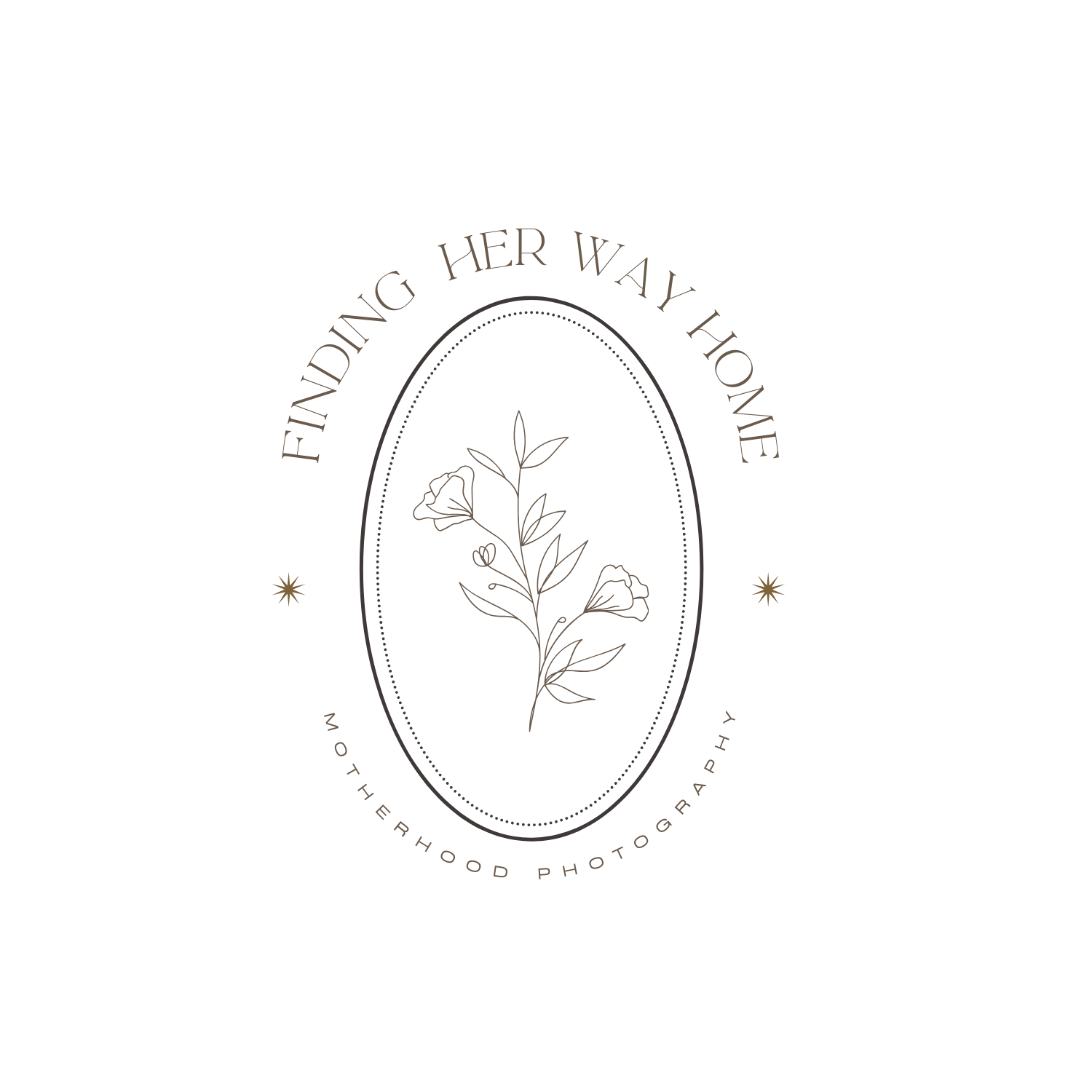 Three simple circular logo designs with minimalist botanical leaf elements in a modern rustic style.