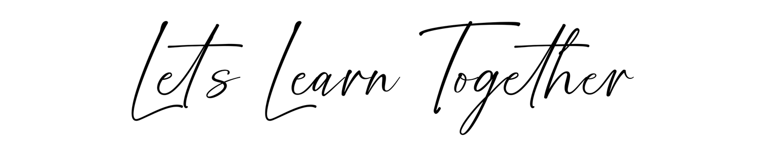 Handwritten black cursive text reading 'Let's Learn Together' on a white background.