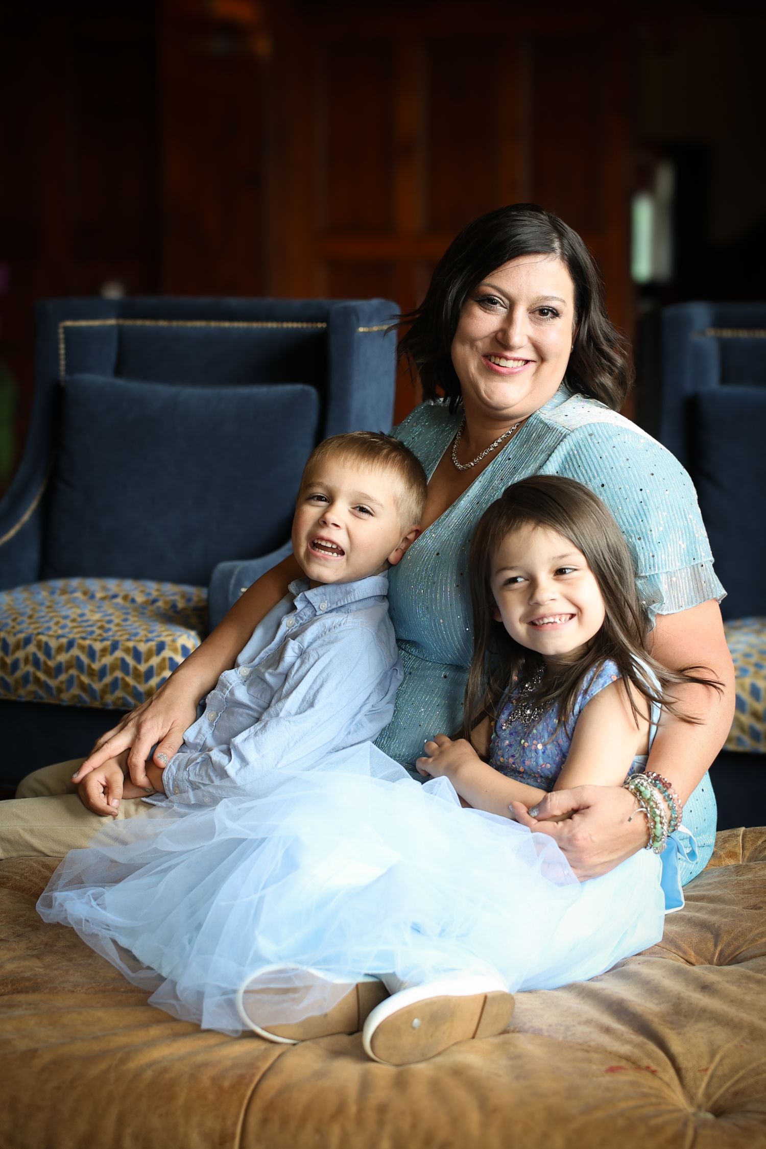 A heartwarming series of candid moments showing playful interaction between parent and child on a couch.