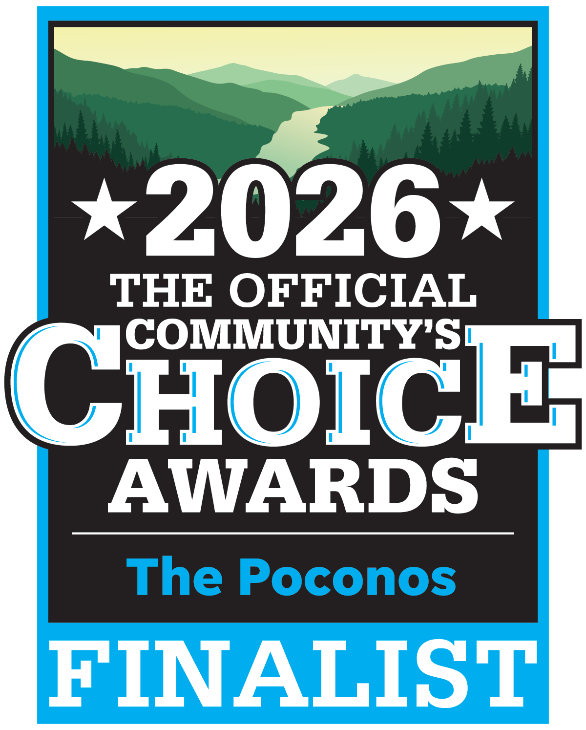 2026 Official Community's Choice Awards Finalist badge for The Poconos region.