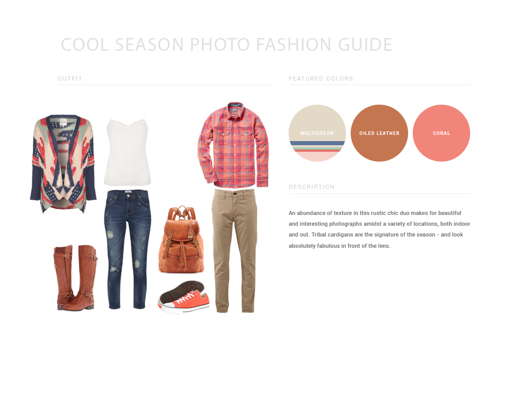 Casual outfit combination with tribal print cardigan and denim paired with coral and tan color scheme.