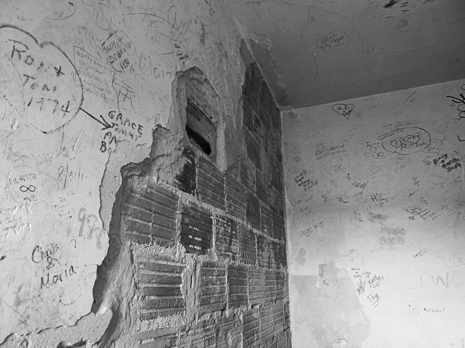The writings on the walls at Boldt Castle in the Thousands Islands Region in Upstate New York