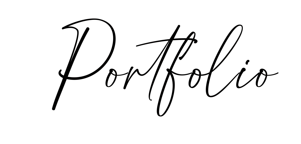 Elegant handwritten black script text spelling out the word 'Portfolio' in a cursive font style.