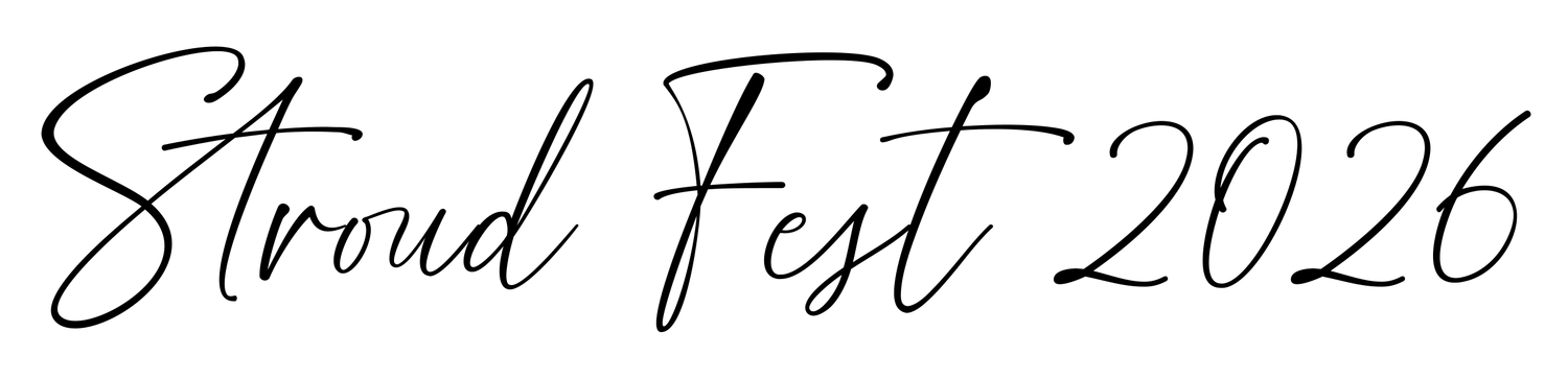 Stroud Fest 2026 elegant cursive script logo in black handwritten font on white background.