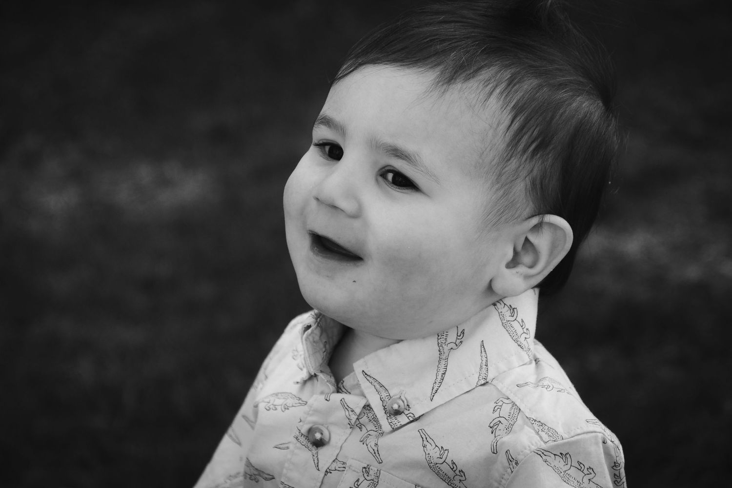 A black and white photo collage showing a baby's different expressions and emotions.