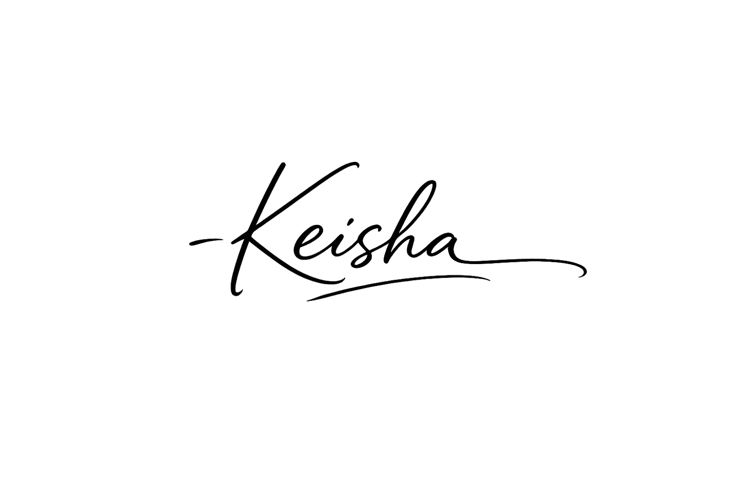 Elegant handwritten cursive signature of the name Keisha in black ink on a white background.
