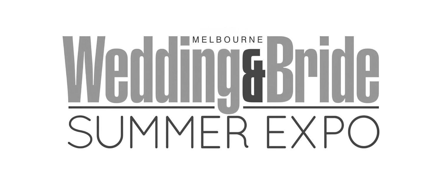 Wedding and Bride magazine logo design in gray text on white background with Summer Expo text.