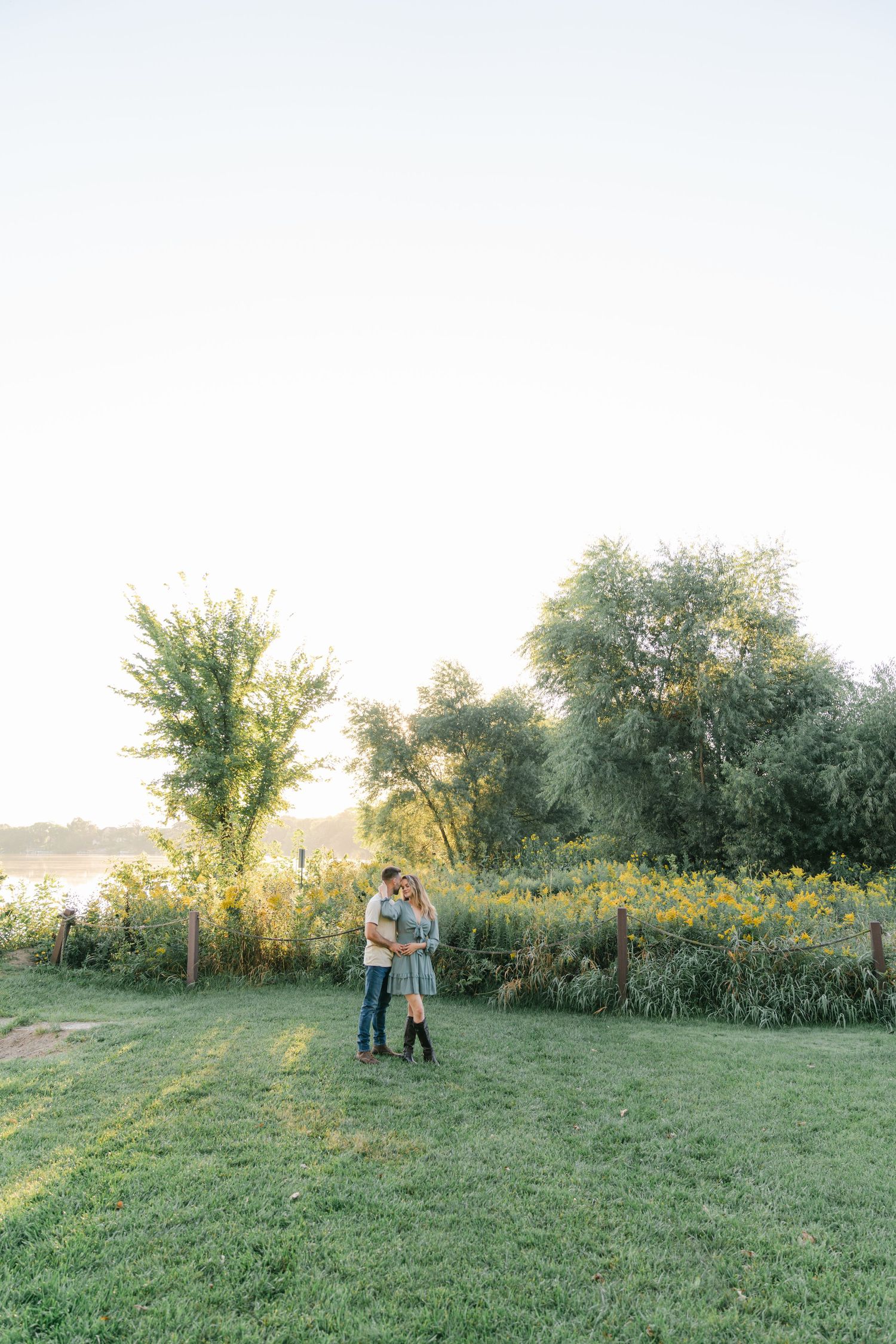 Utah Wildflower session engagement session candid posing by the lake