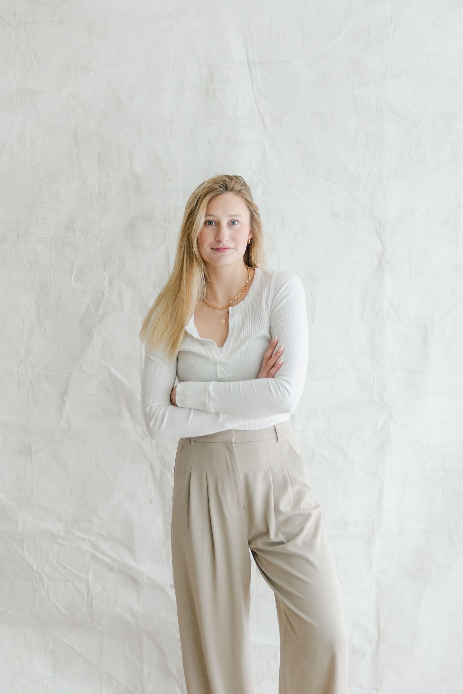 Branding photoshoot of Claire in a Roy, Utah studio, captured with clean, natural light and true-to-color photography style.