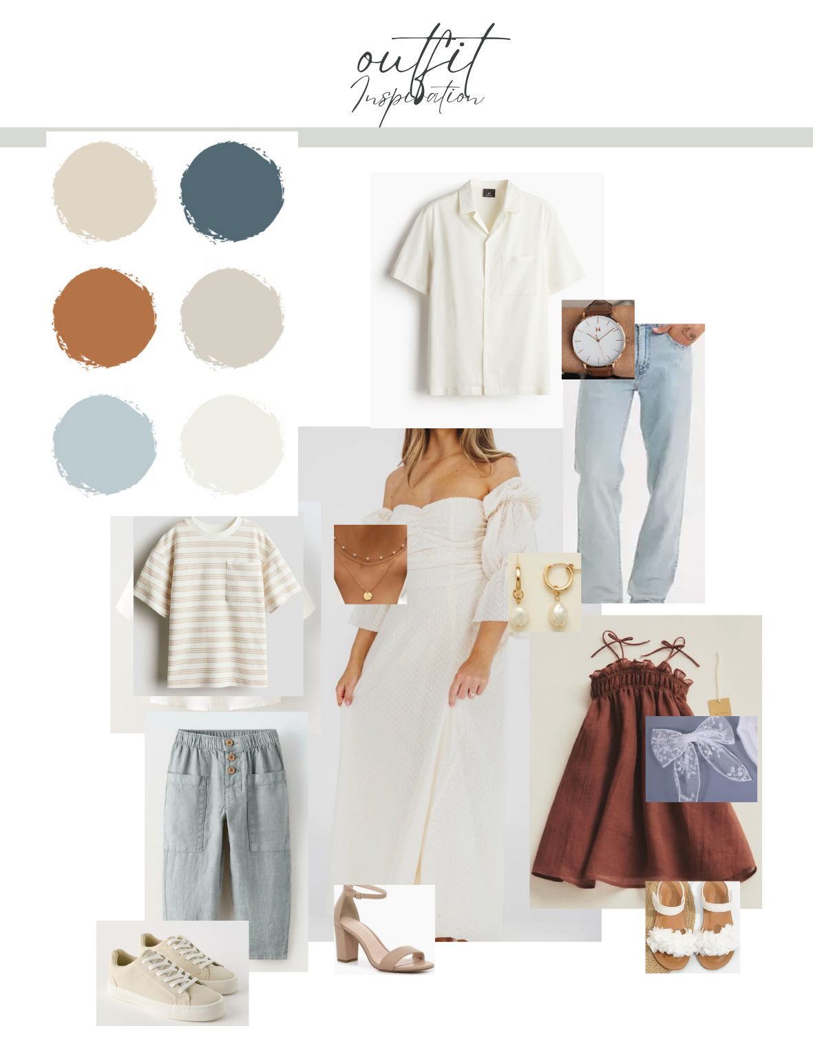 Family styling options guide showcasing coordinated outfits and color palettes, perfect for Northern Utah family photography sessions.
