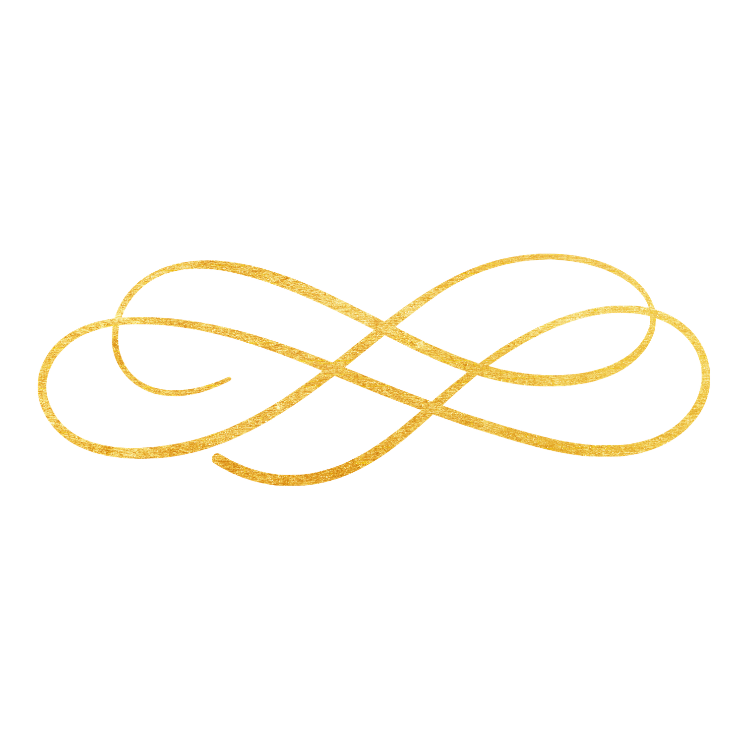 Decorative golden infinity symbol with elegant swirling calligraphic design.