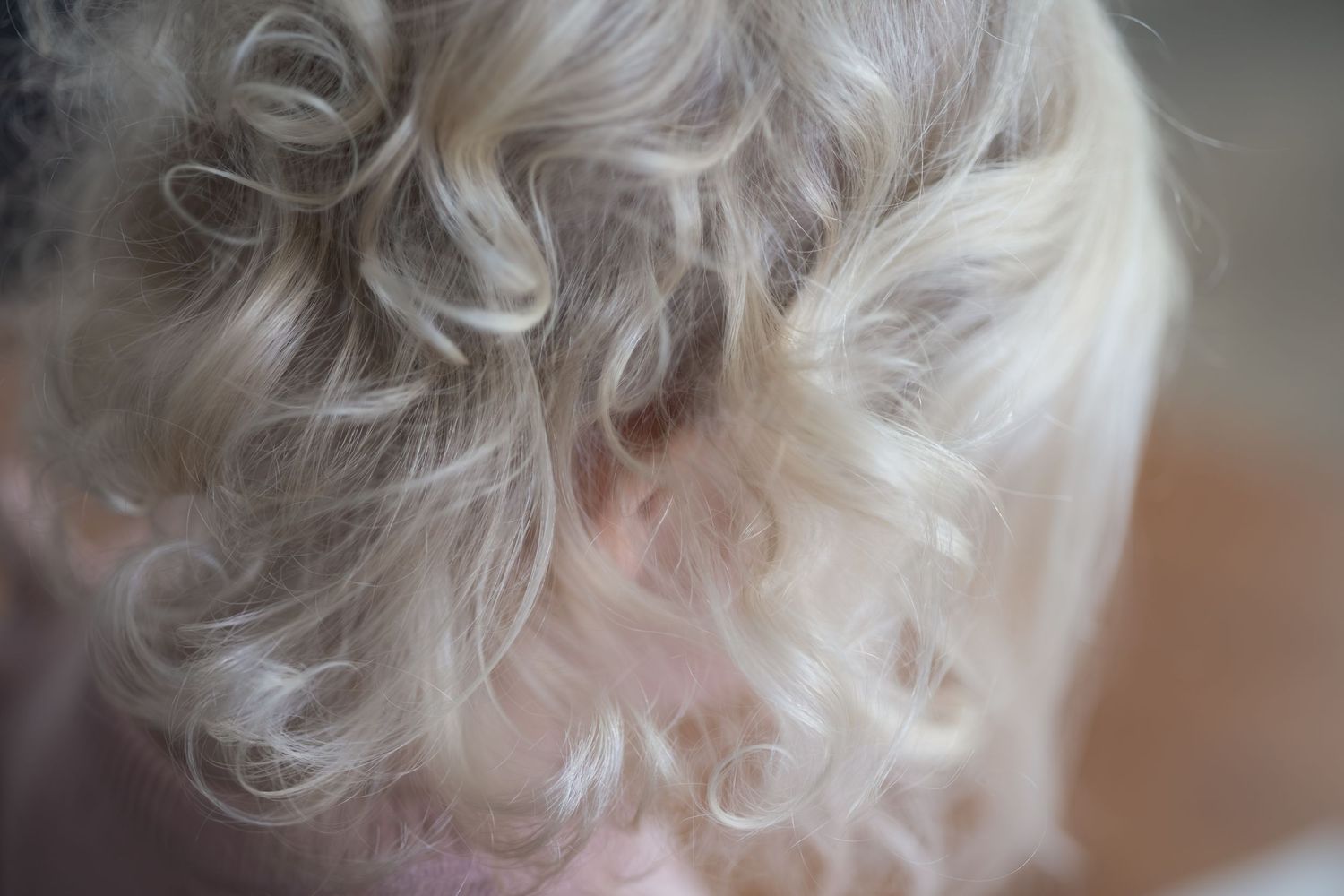A close-up view of fluffy white cat fur with soft, wispy strands creating a delicate texture.
