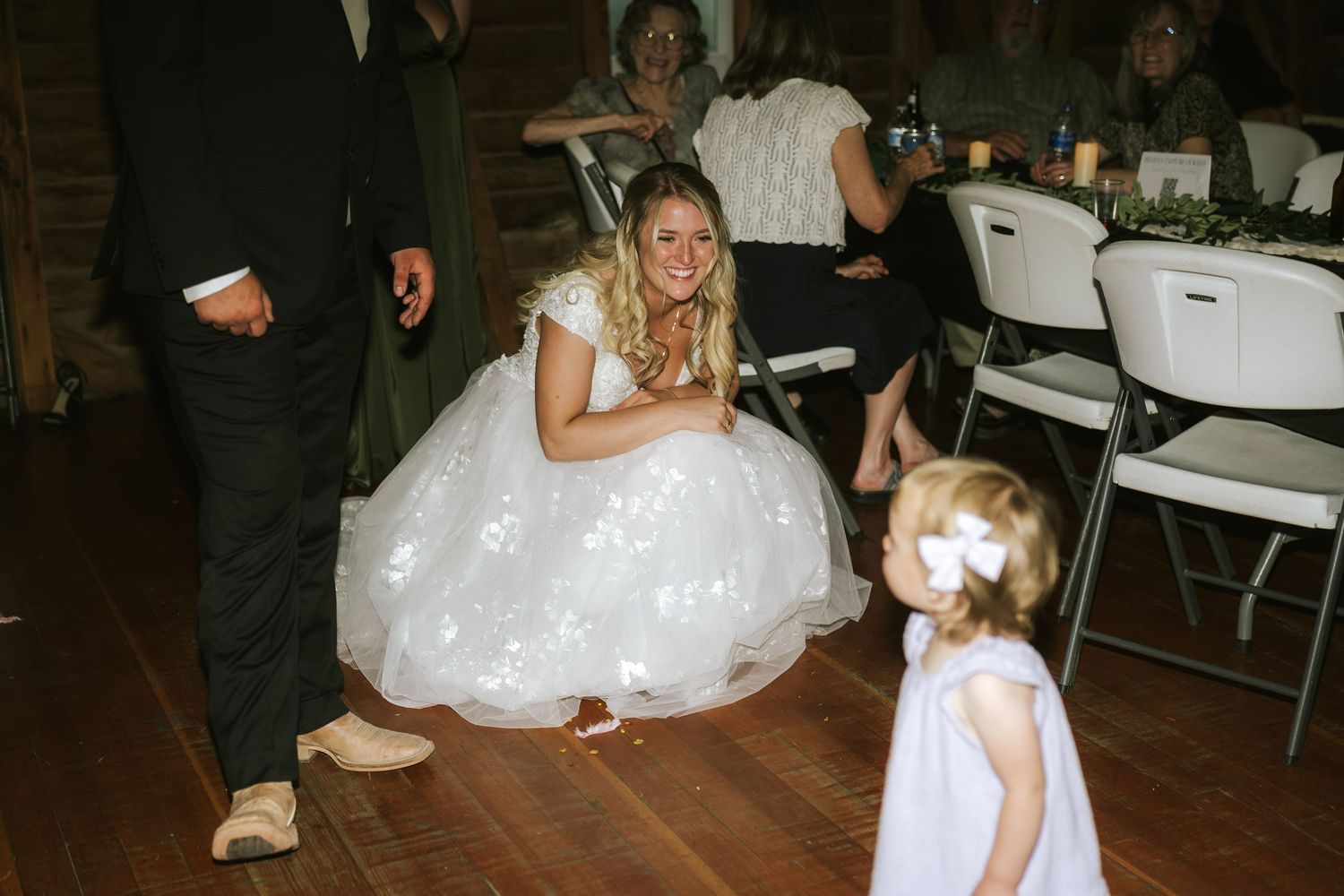 wedding reception photos with little girl