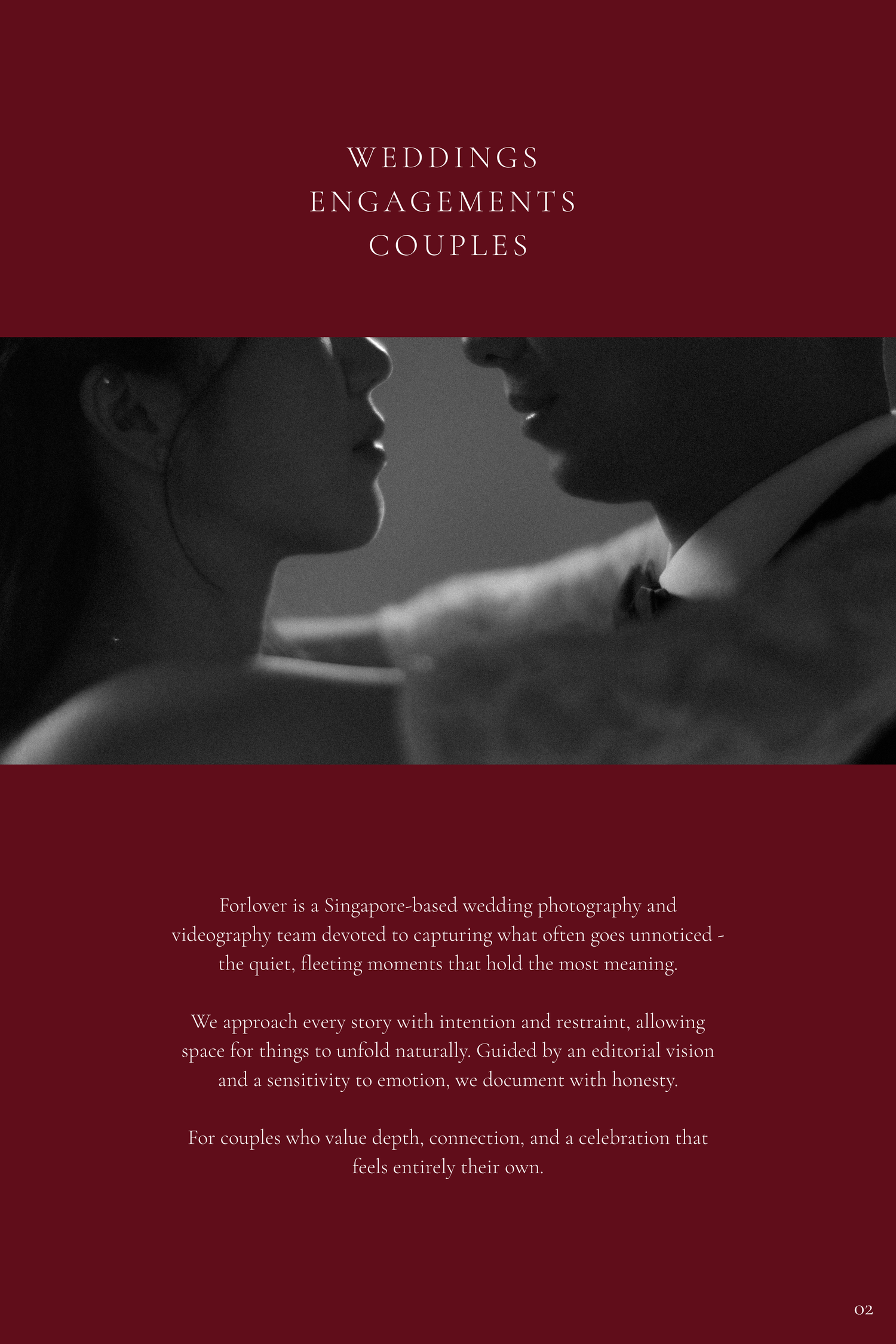 Intimate black and white close-up of a couple almost kissing, captured by Singapore wedding photography team Forlover.