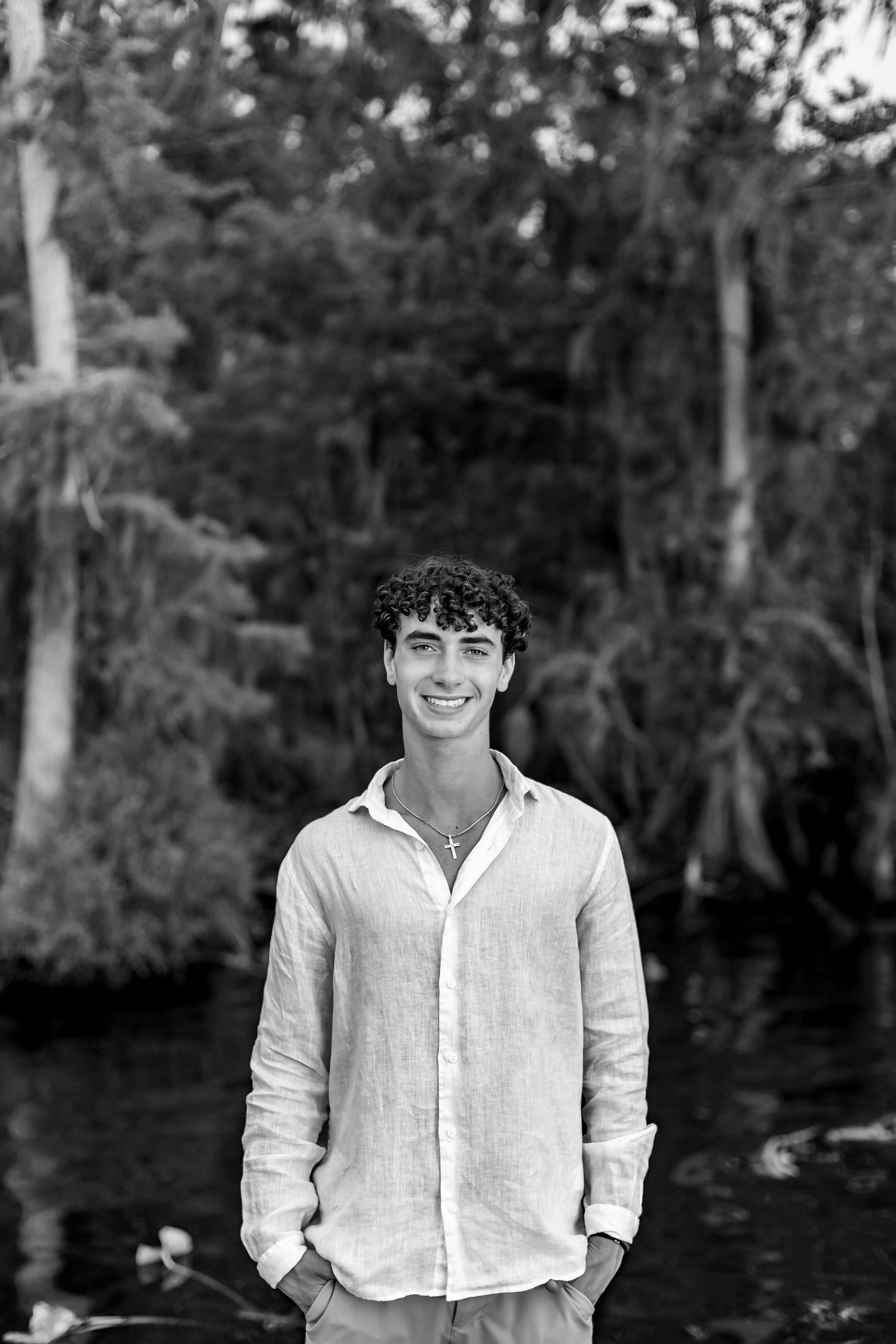 Senior guy black and white portrait on boat dock in Jacksonville.
