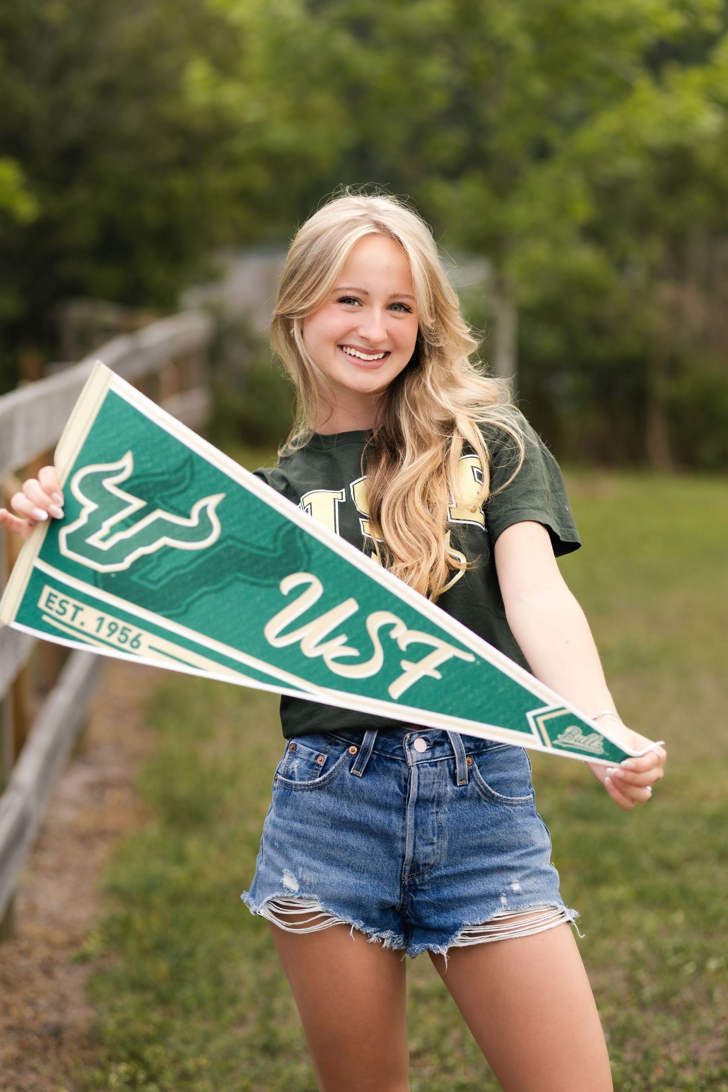 Future University of South Florida student posing during her senior session in Jacksonville.