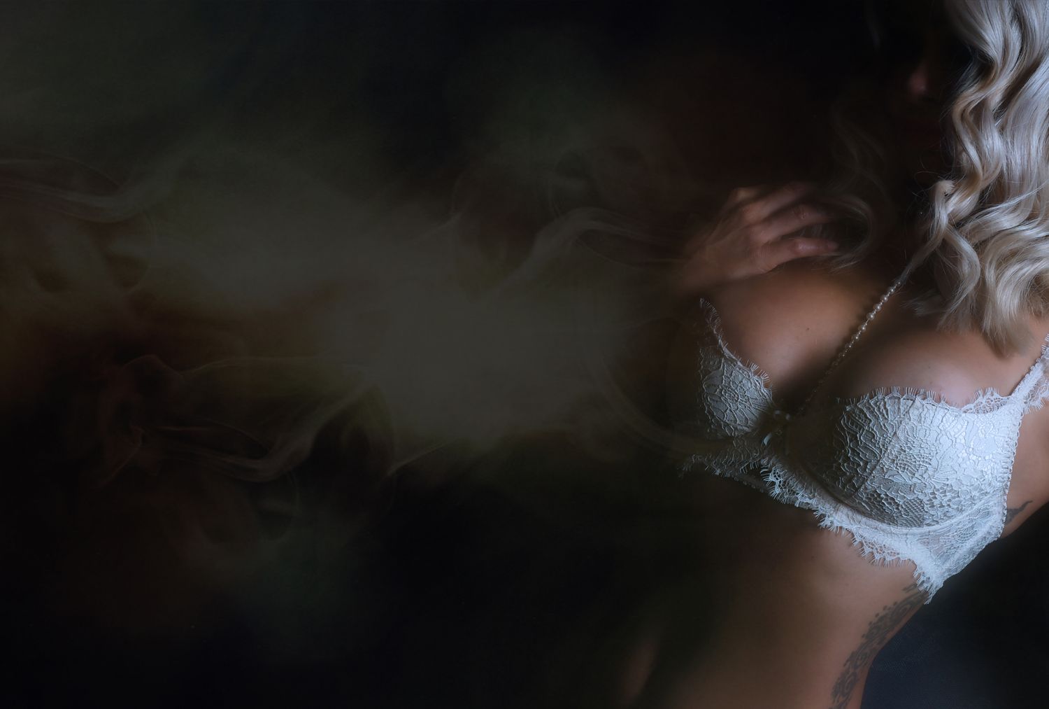 Boudoir photo of a lady photographed in a photography studio