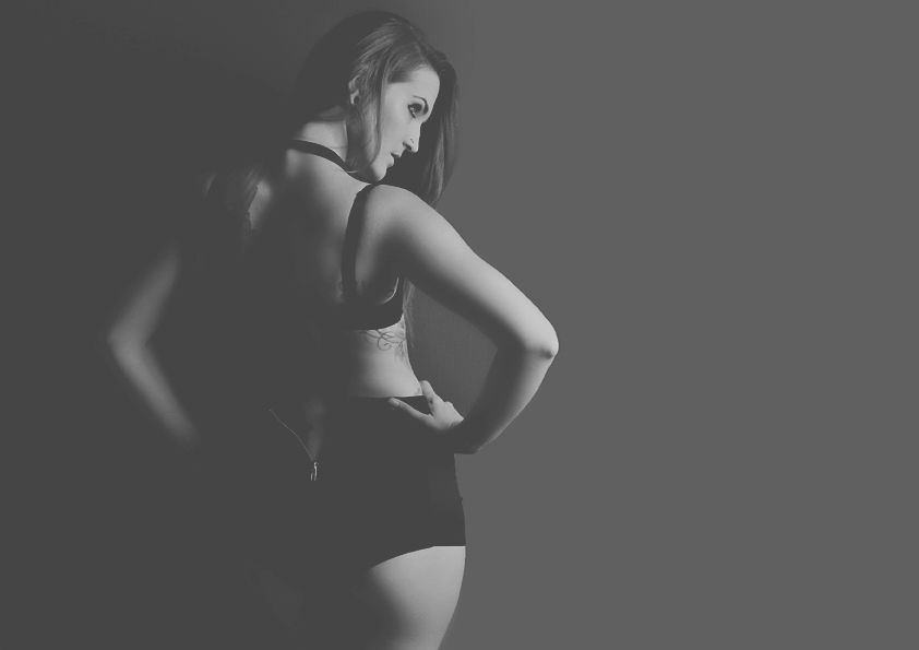 Boudoir photo of a lady photographed in a photography studio