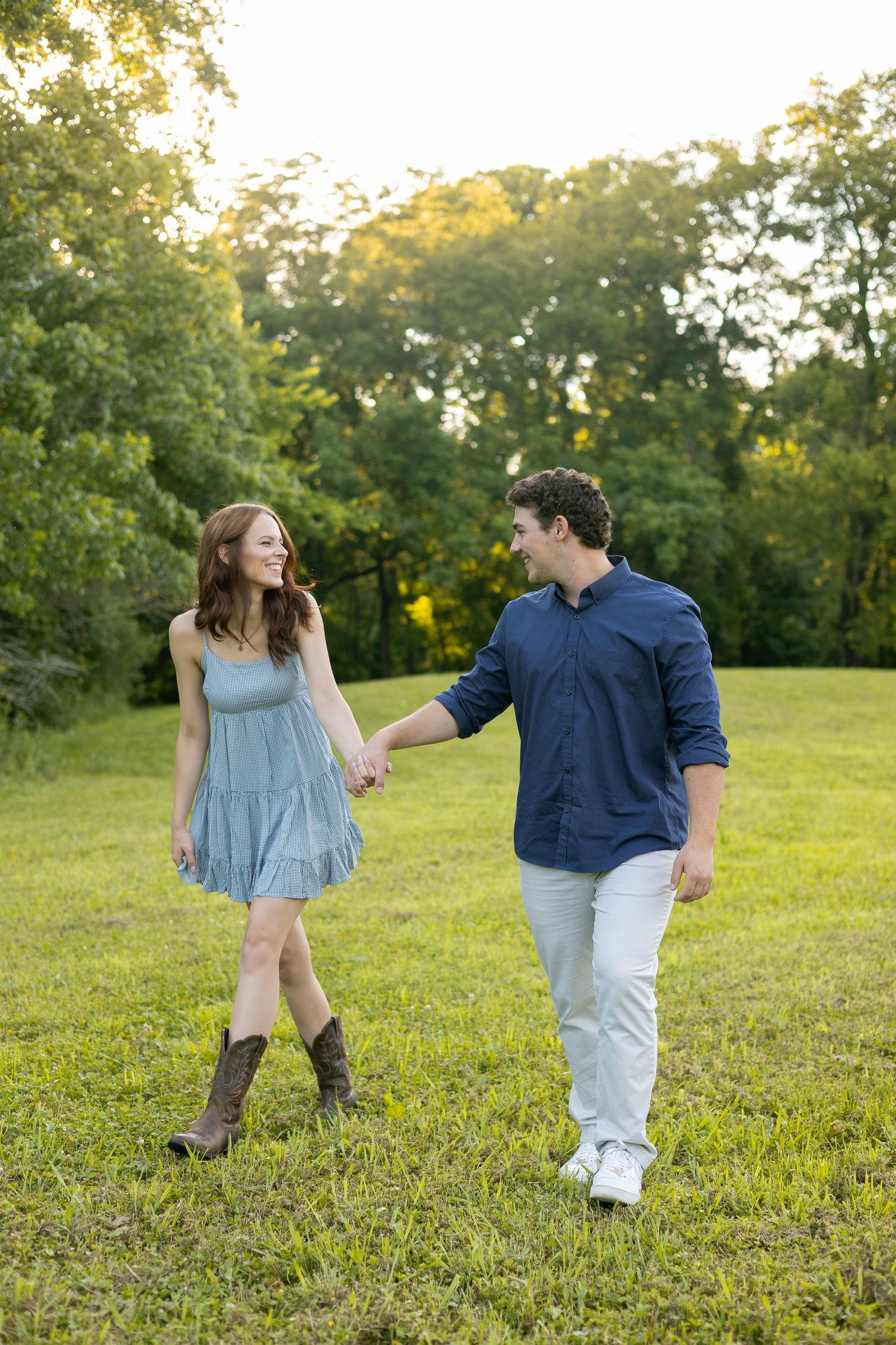 Couple walking together during a natural lifestyle photography session
