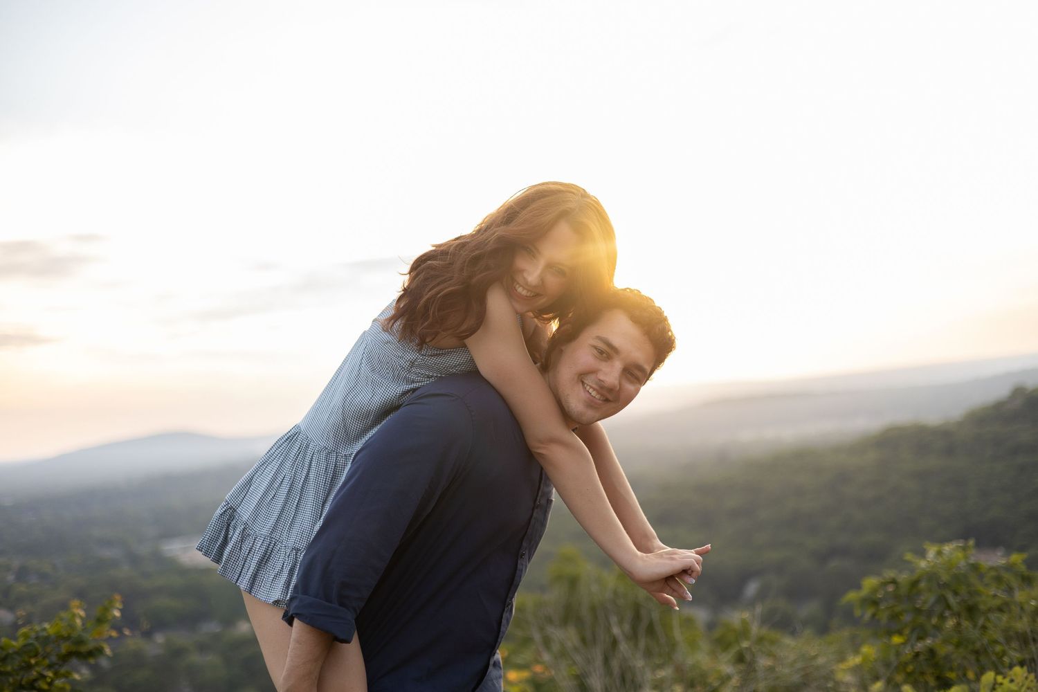 Mother and daughter golden hour portrait overlooking North Alabama mountains