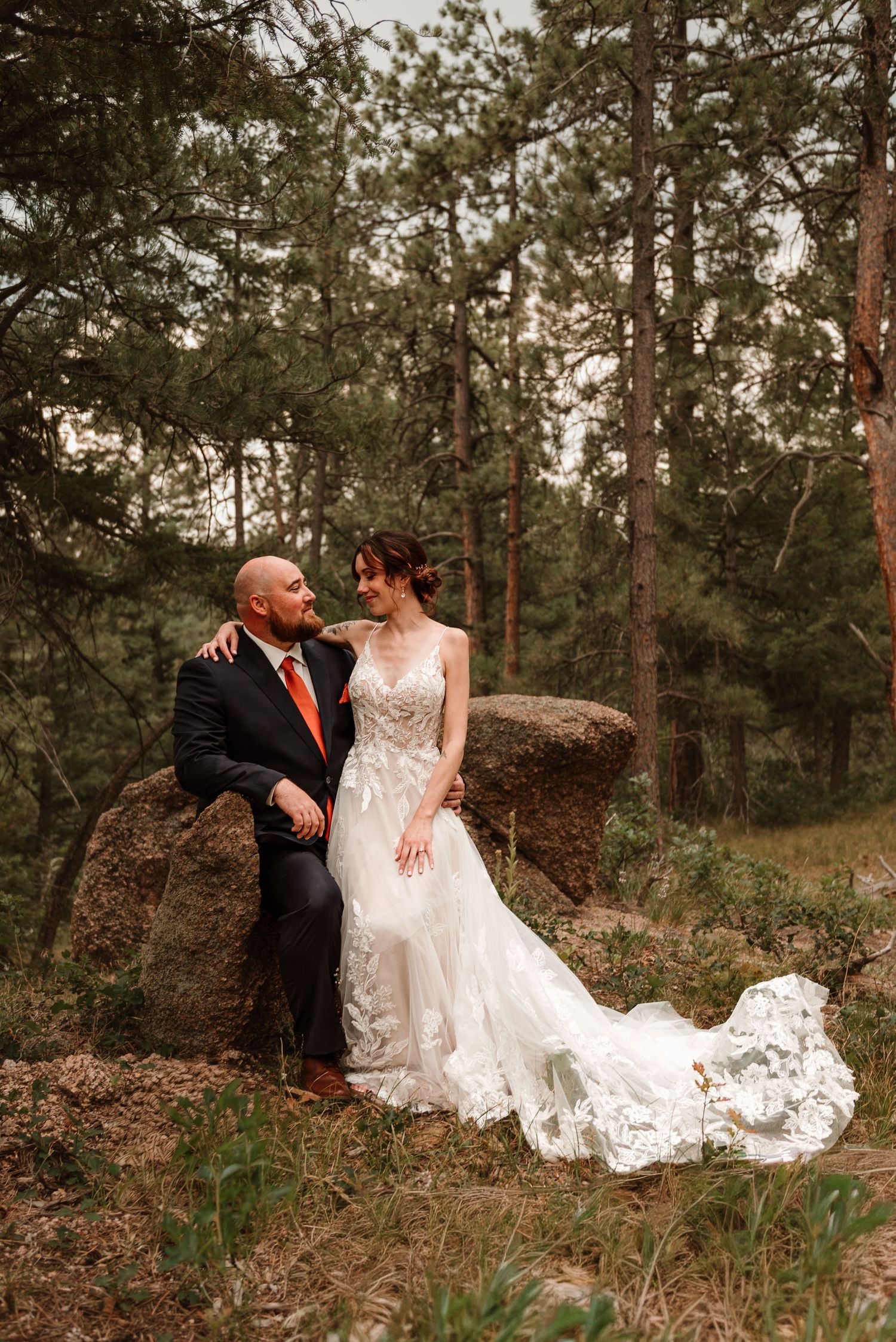 Newlyweds sharing a quiet moment during their wedding at The View at Madge Gulch