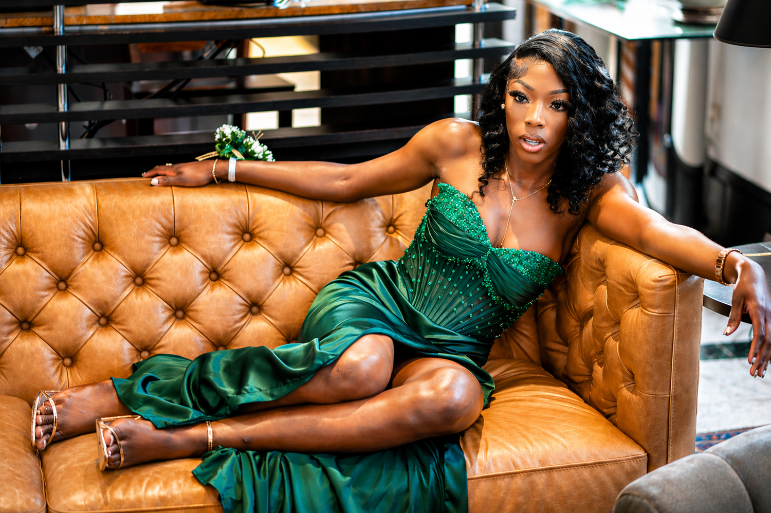 Location portrait photoshoot in Columbia featuring elegant green dress – Vera-Lane’s Photography & Media