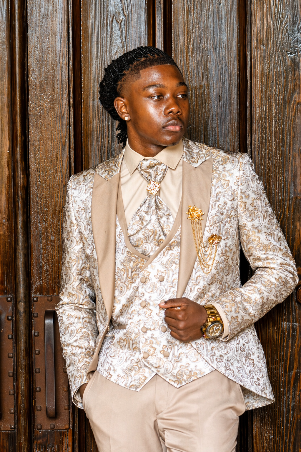 Atlanta portrait photoshoot in Downtown Atlanta  featuring elegant tan suit with high school senior – Vera-Lane’s Photography & Media