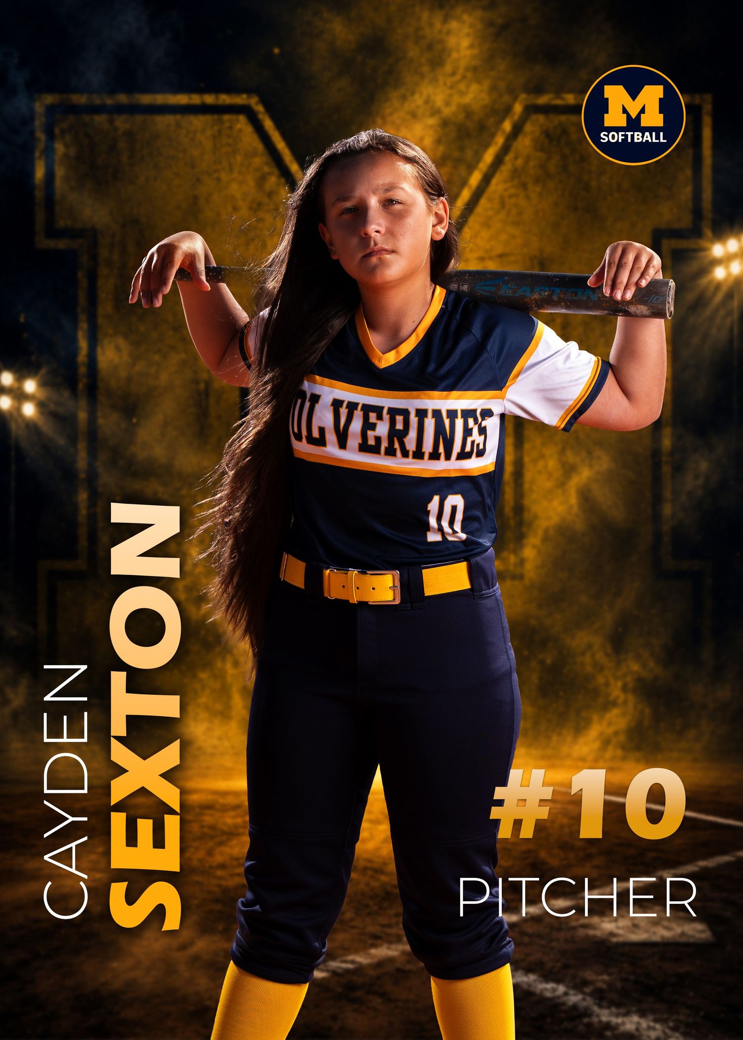 Custom youth softball player card featuring athlete portrait and team branding