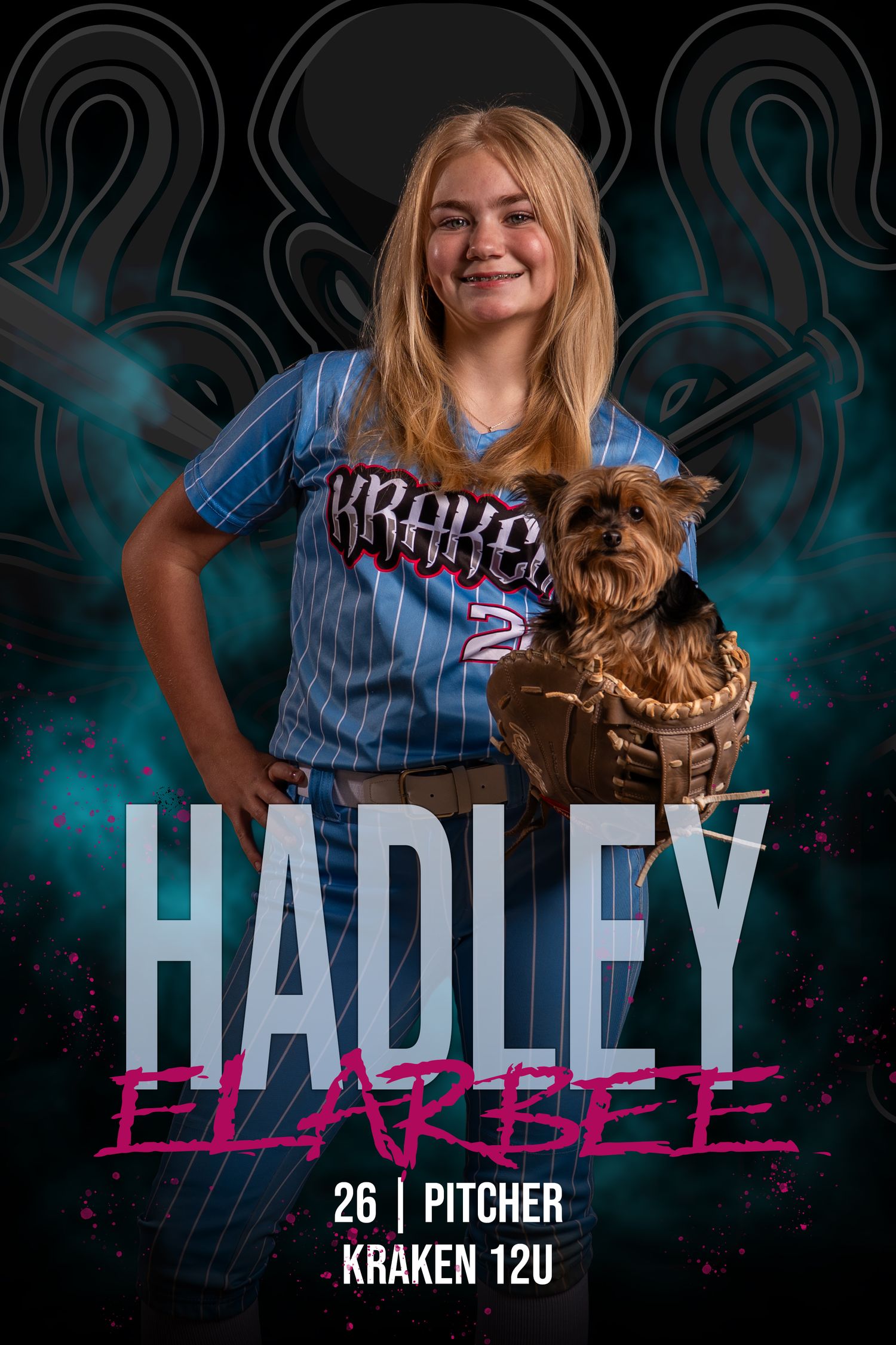 Custom youth softball player card and sports graphic design