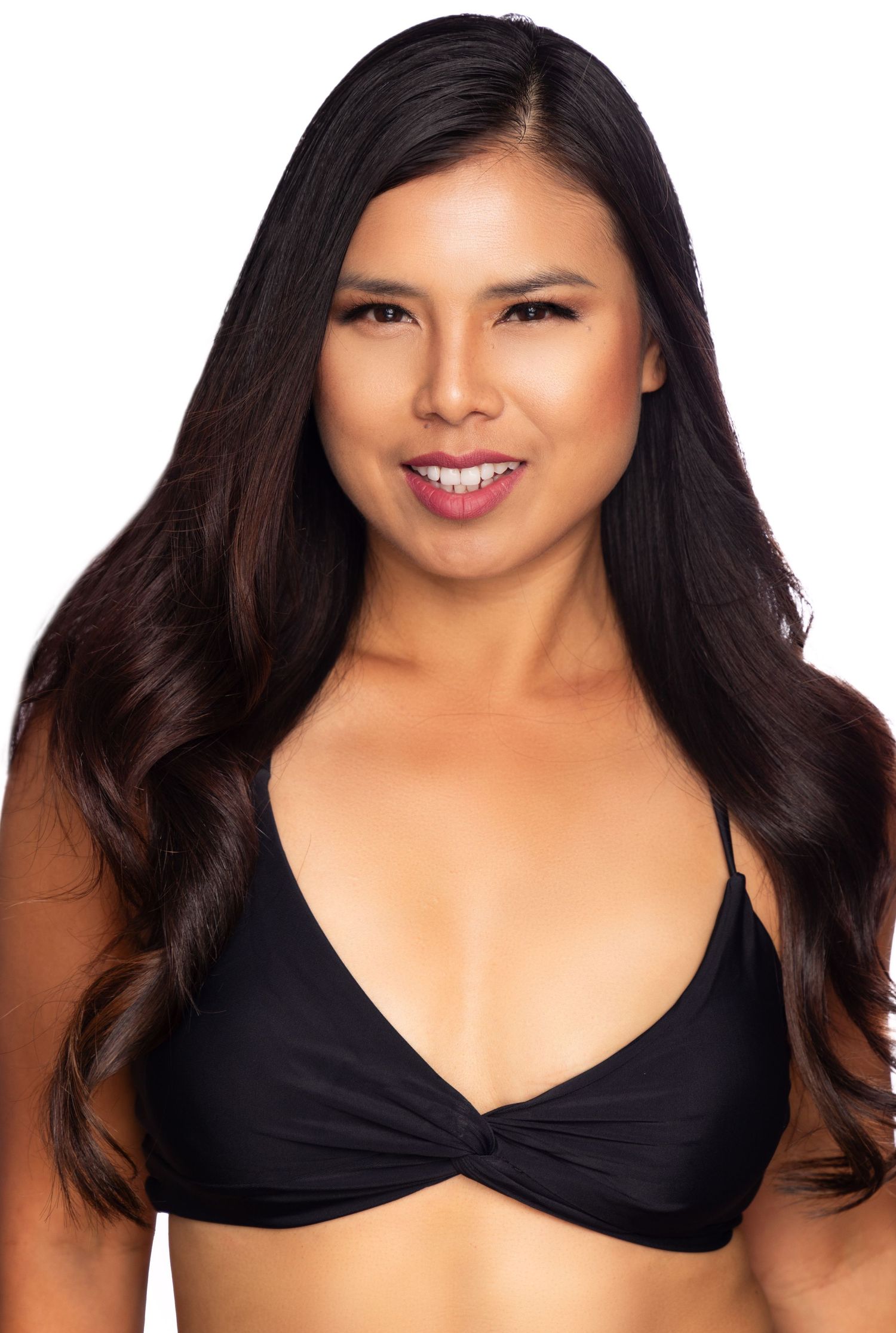 A collage of four similar photos showing a black bralette top in different angles against a white background.