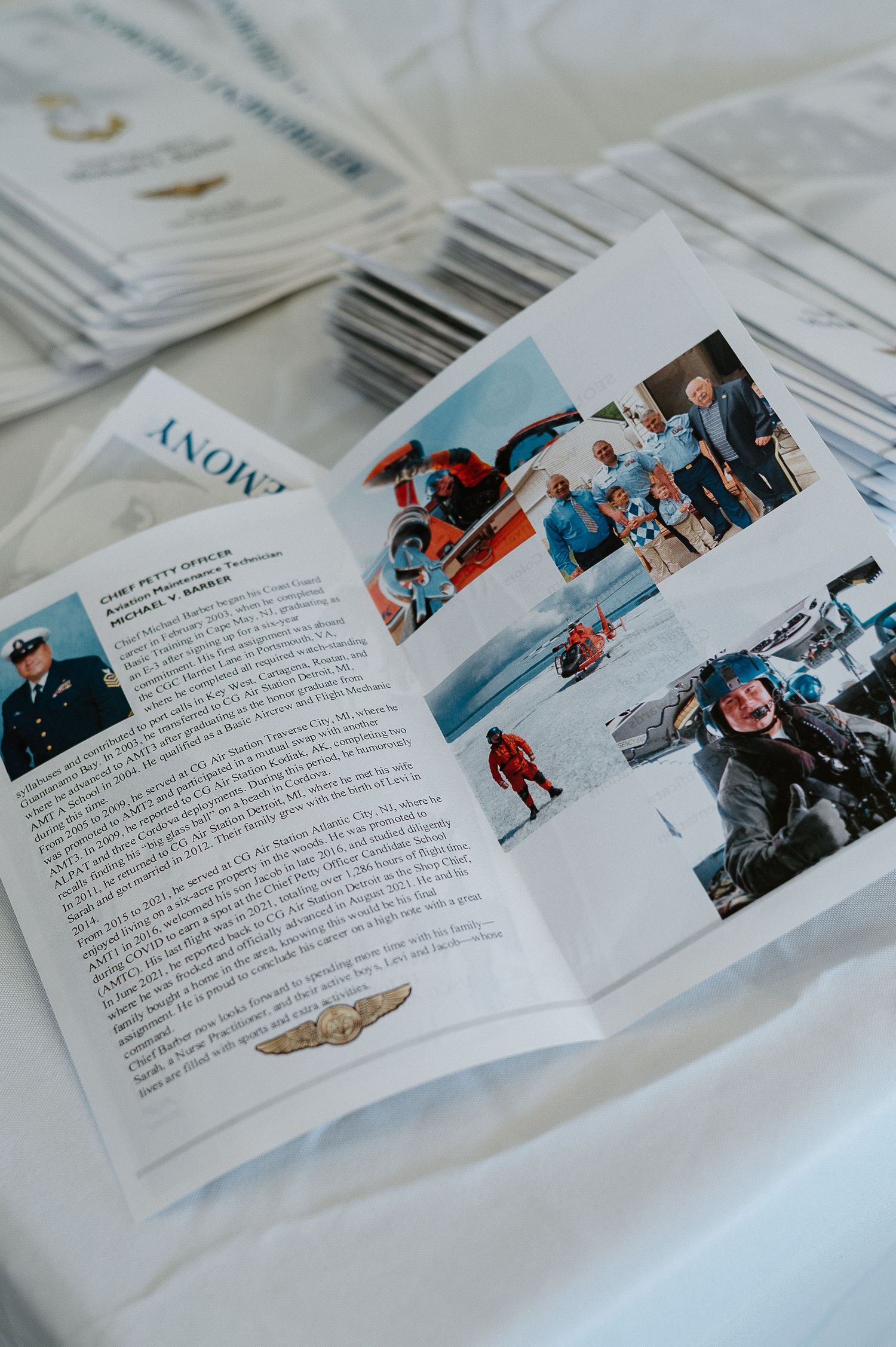Photo album spread showing multiple winter adventure images with text descriptions.