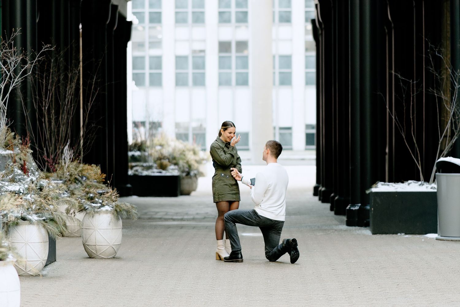 Proposal story sequence showing silhouettes of couple in outdoor location.