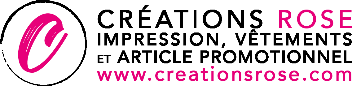 Pink and white logo banner for Creations Rose Impression, Vêtements et Articles promotionnels, Papeterie, Objets, Graphisme