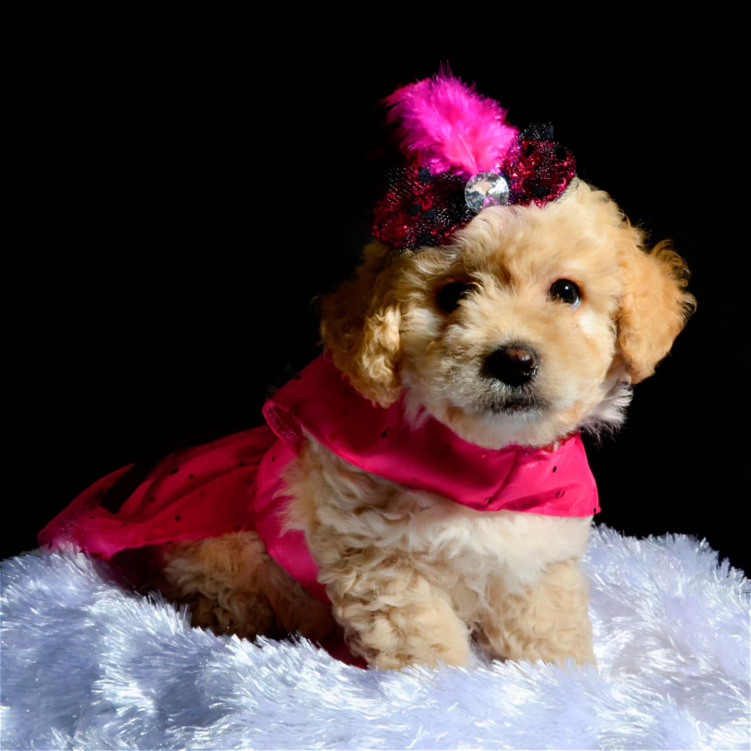 Fotografía divertida de perro con disfraz colorido. Imagen creativa y alegre para sesión de mascotas en Asturias.