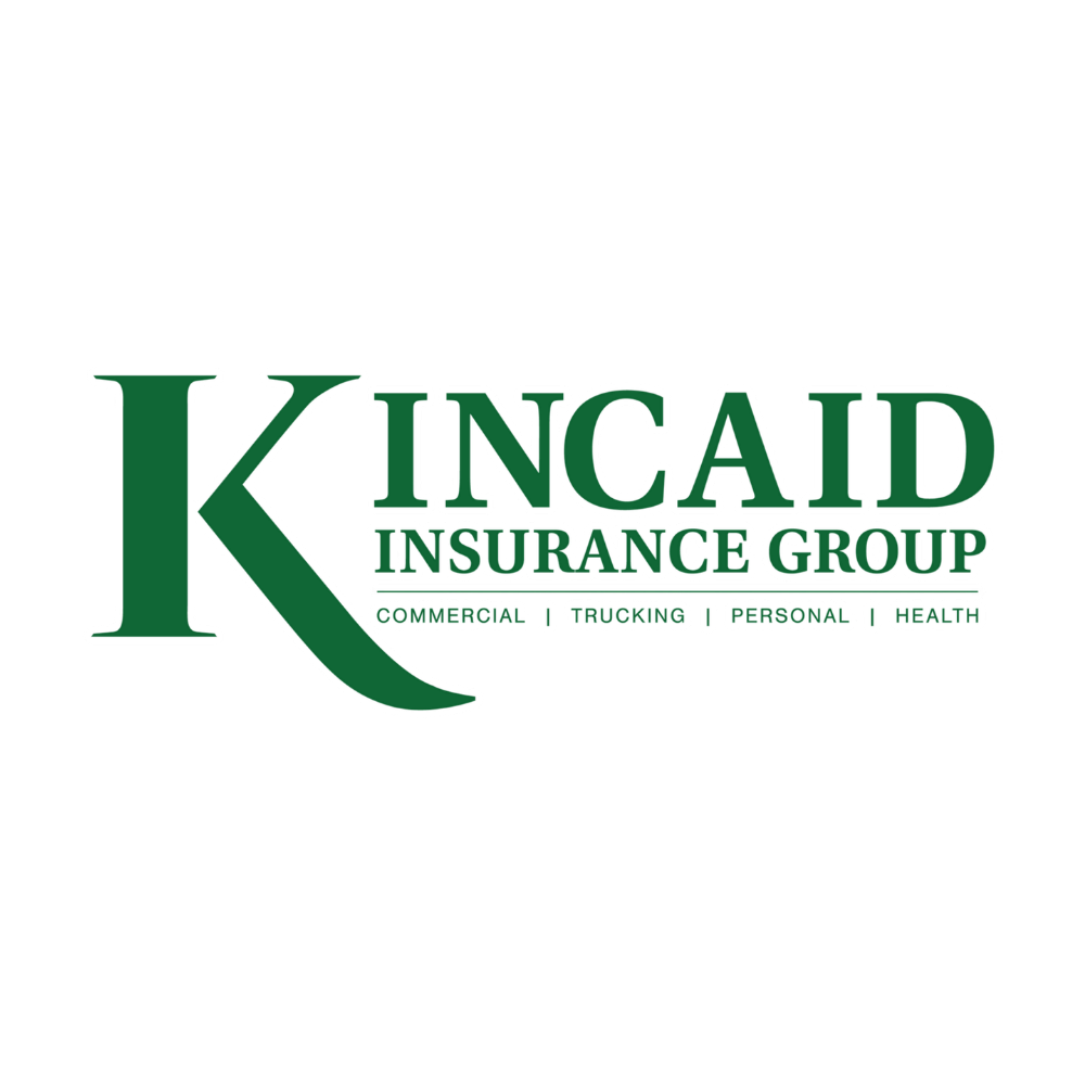 Kincaid Insurance Group logo offering commercial, trucking, personal and health insurance services in green typography.