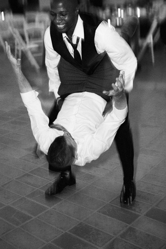 A sequence of black and white dance photos showing footwork and movement on a tiled floor.