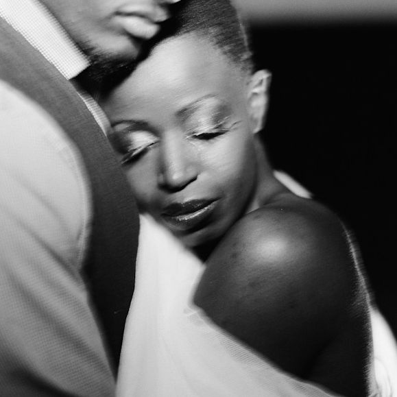 A series of intimate black and white close-up wedding portraits showing tender moments between newlyweds.
