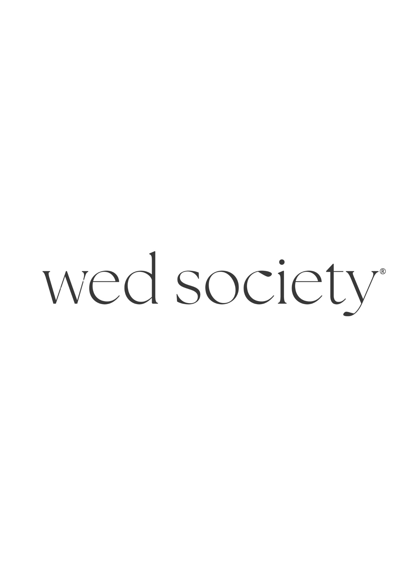 A minimalist logo design featuring 'wed society' text in light gray letters on a black background.