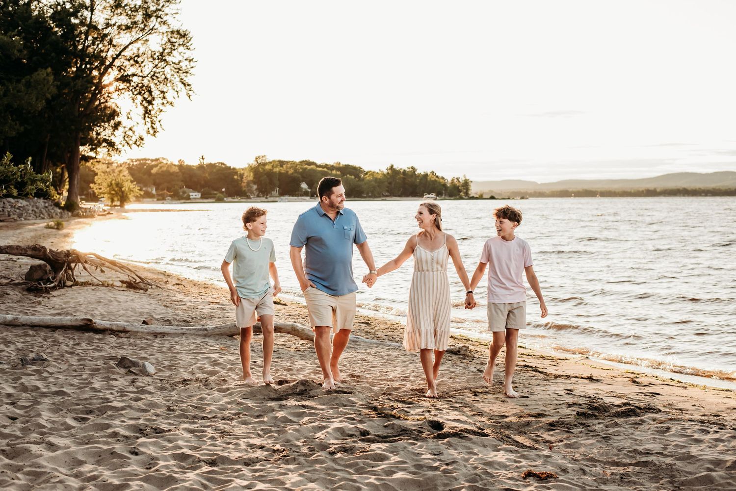 Family on beach
