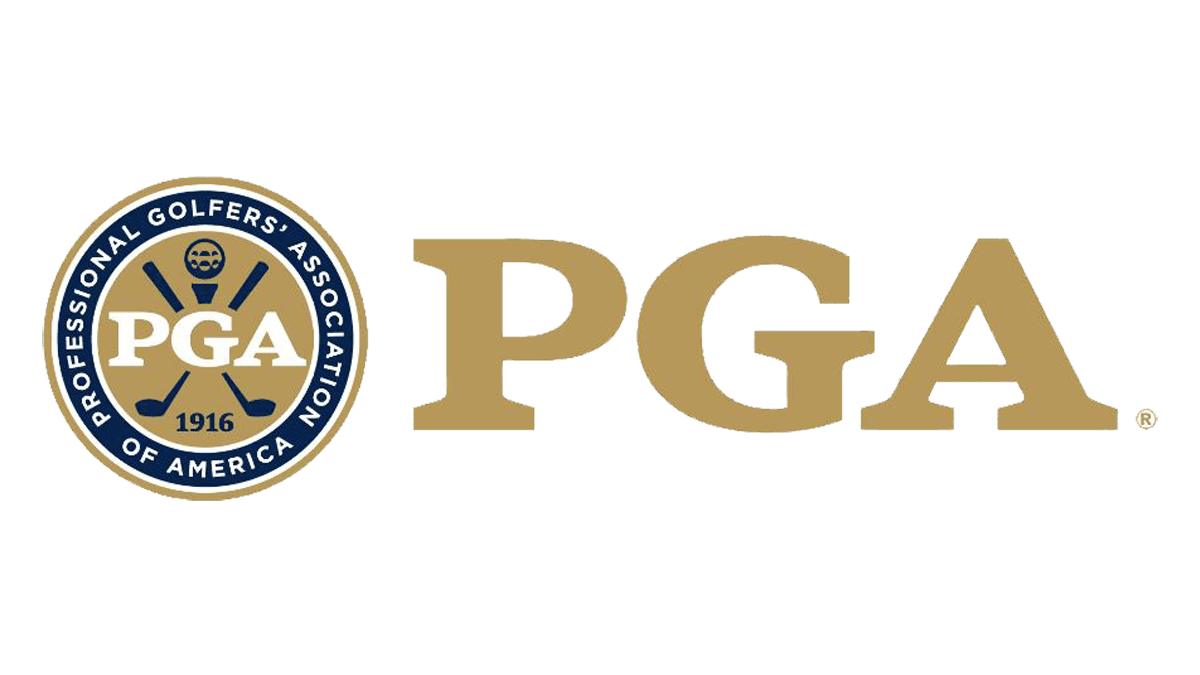 The Professional Golfers Association (PGA) logo featuring a blue and gold circular emblem with gold text.