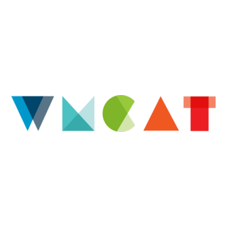 A collection of colorful geometric logo shapes arranged in a horizontal row against a white background.