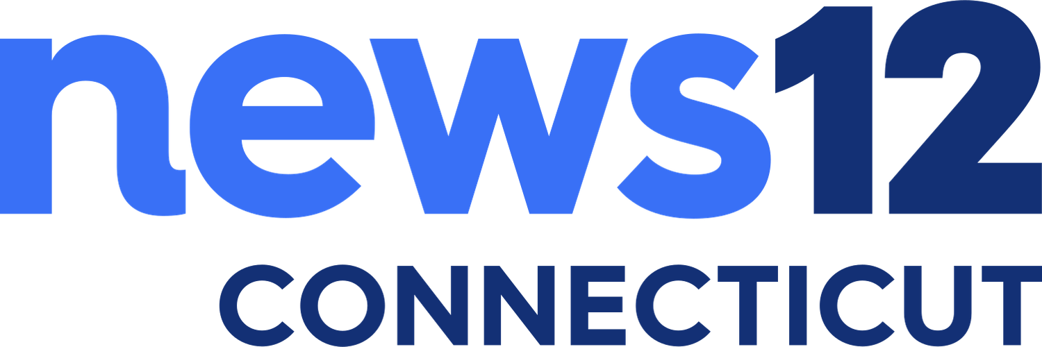A large blue News 12 Connecticut logo with text overlaid on a solid background.