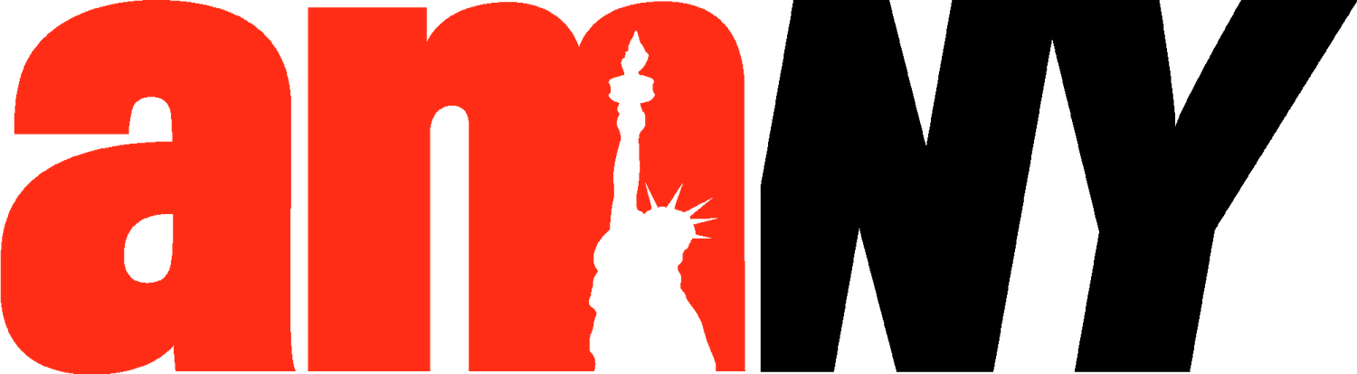 Bold red and black typography logo combining 'an' and 'NY' with the Statue of Liberty icon in place of the letter i.