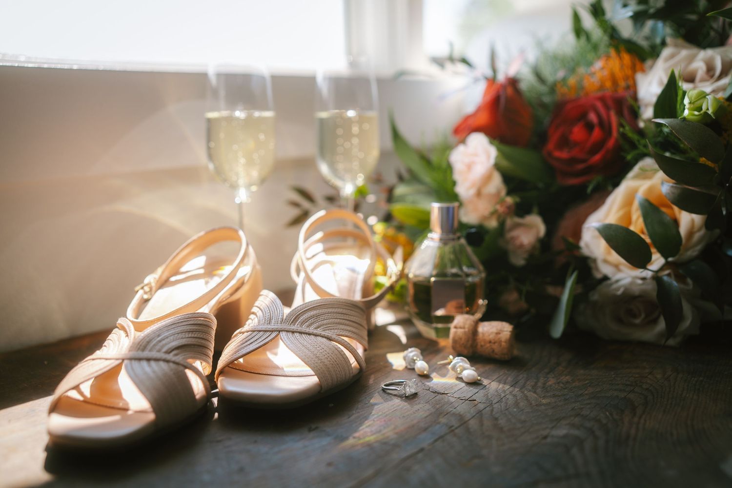 The Barn at Liberty Farms Wedding Bouquet Shoes Ring Detail