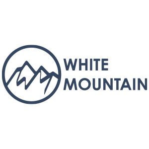 White Mountain brand logo featuring a mountain peak illustration inside a circle with bold text.