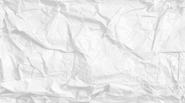 Crumpled white paper texture with wrinkles and folds creates an abstract background pattern.