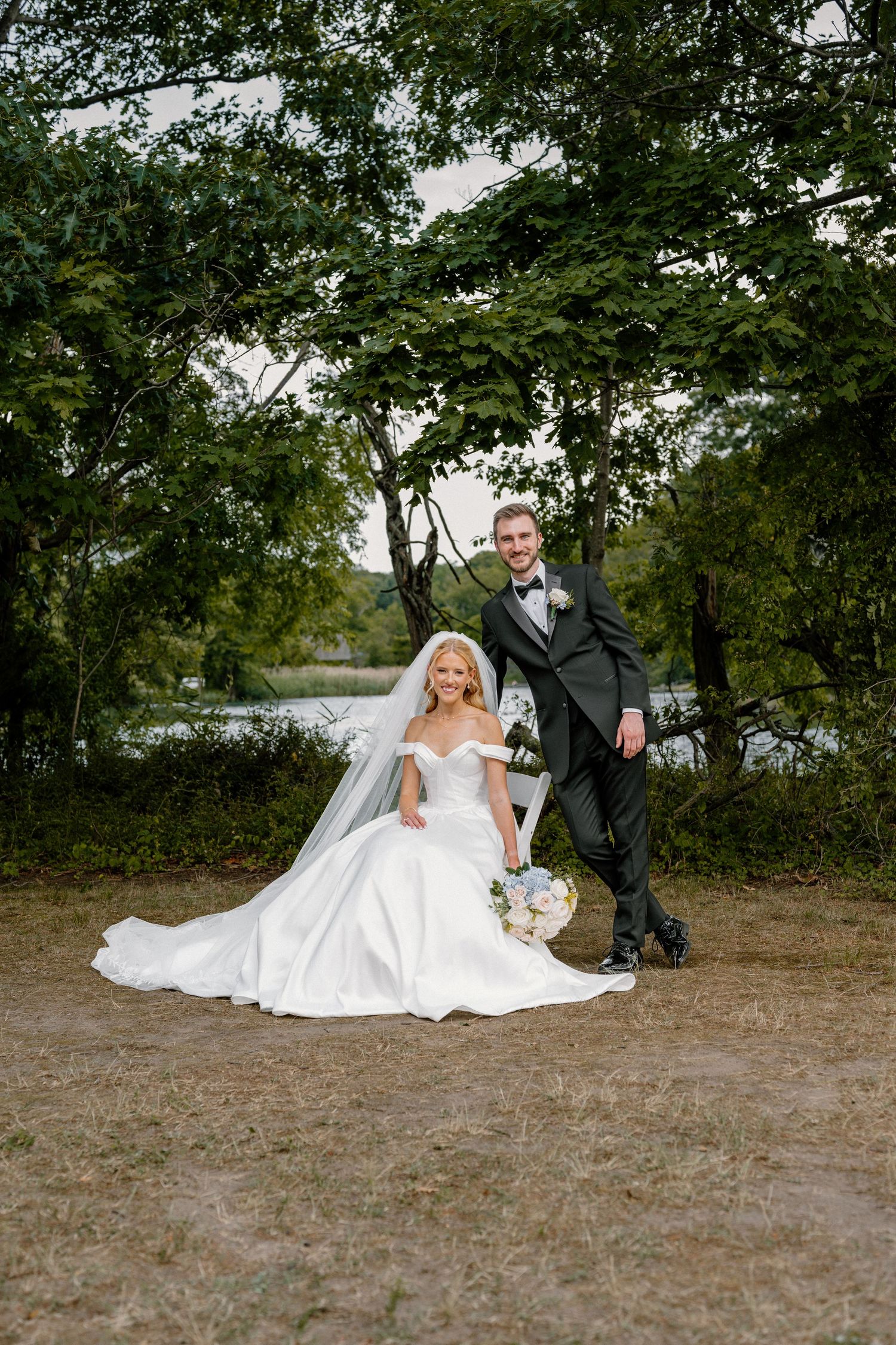 High fashion editorial style wedding image of a bride and groom on long island