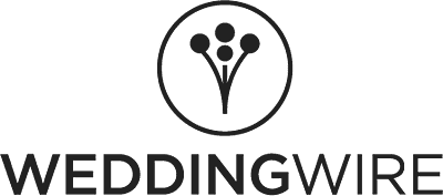 Wedding industry logos including WeddingWire and Zola displayed in a clean minimalist style.